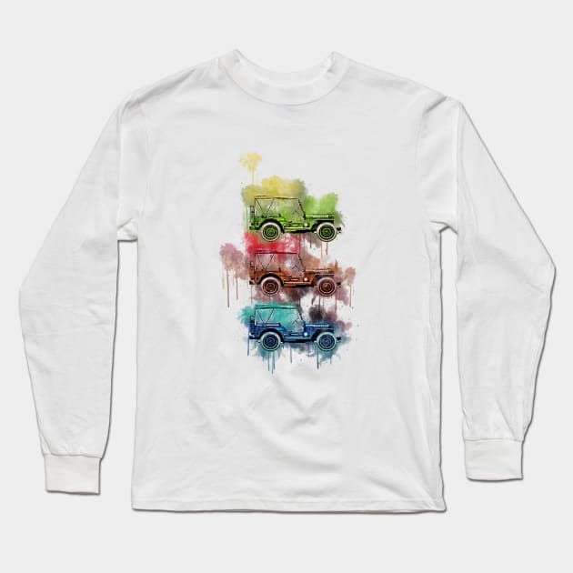 Jeep 3 splash art Long Sleeve T-Shirt by AaaahEeeekStudio